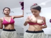 Big Boobs Girl Opening Pink Bra